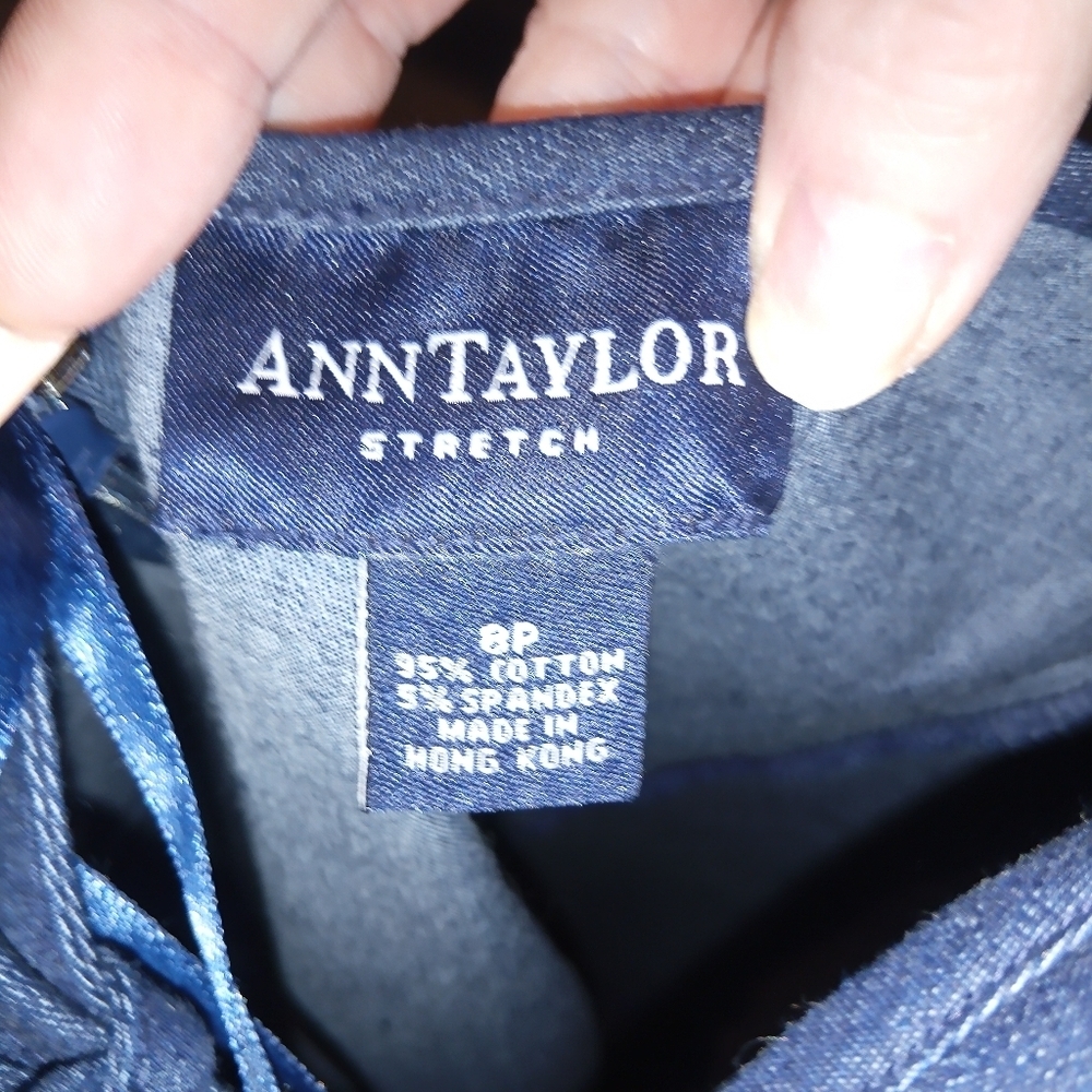 VINTAGE Ann Taylor Dark Wash Denim Halter Dress Y2K Sleeveless Backless Midi 8P - Picture 6 of 11